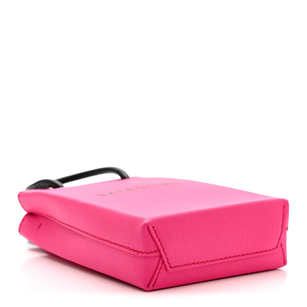 Squared Calfskin Logo Shopping Phone Holder Bag Acid Fuchsia