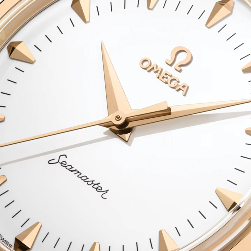 Seamaster Heritage Milano Cortina 2026 Moonshine‚ Gold 37mm - White on Leather Strap