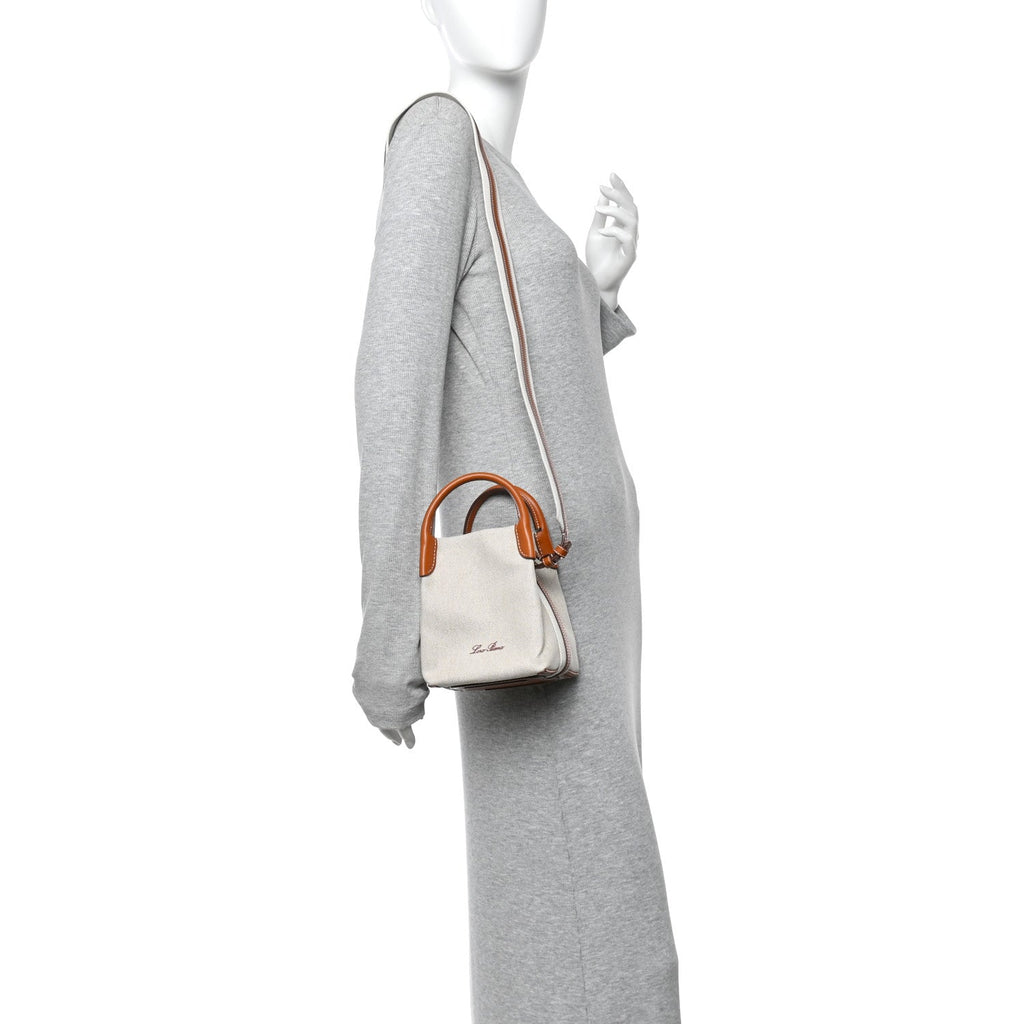 Cotton Linen Calfskin Micro Bale Bag Natural Warm Tan