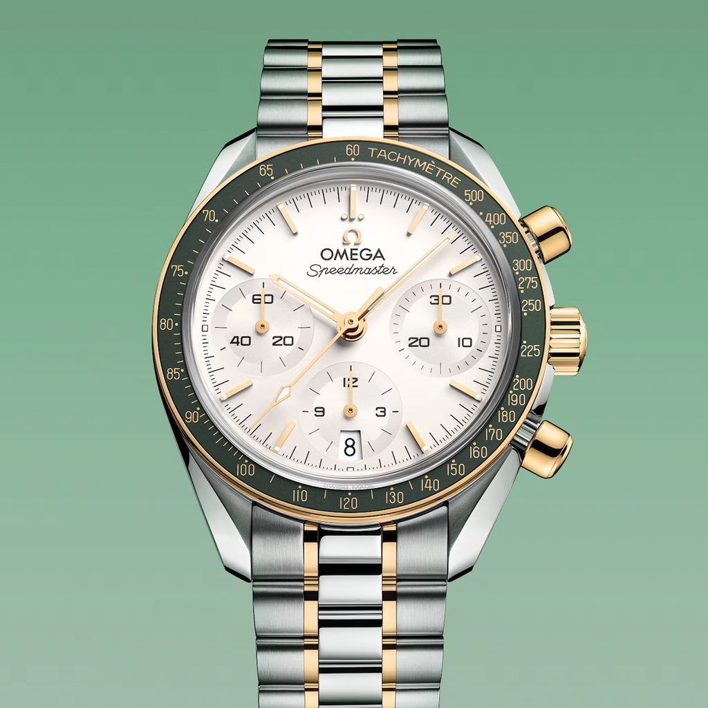 Speedmaster Chronograph Two-Tone 18K Moonshine™ Gold and Steel 38mm - Opaline Silvery on Bracelet