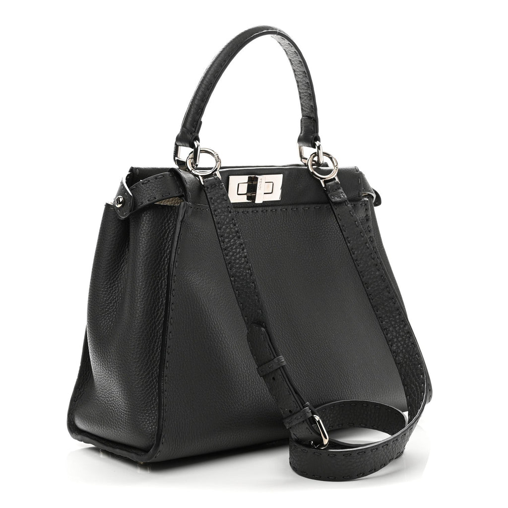 Cuoio Romano Selleria Bi-Color Medium Peekaboo Iconic Satchel Asphalt Milk