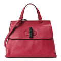 Cellarius Calfskin Small Bamboo Daily Top Handle Bag  Dark Pink