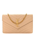 Grain De Poudre Matelasse Chevron Monogram Chain Wallet Nude Powder
