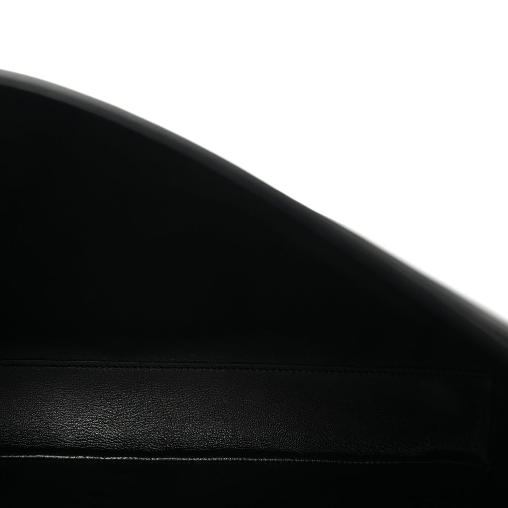 Satinated Calfskin Large 16 Top Handle Bag Black