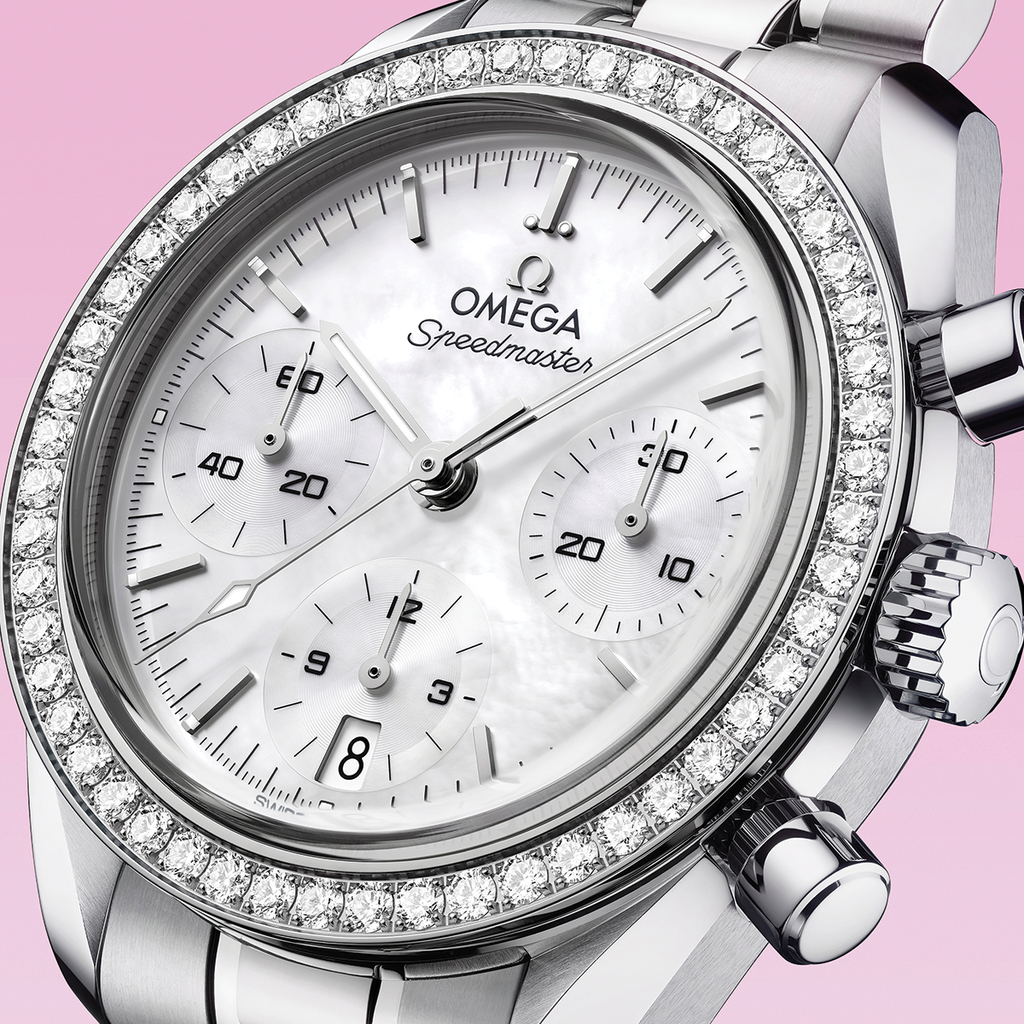 Speedmaster Chronograph 38mm - White, Mother-of-Pearl, Diamond-Set Bezel on Bracelet