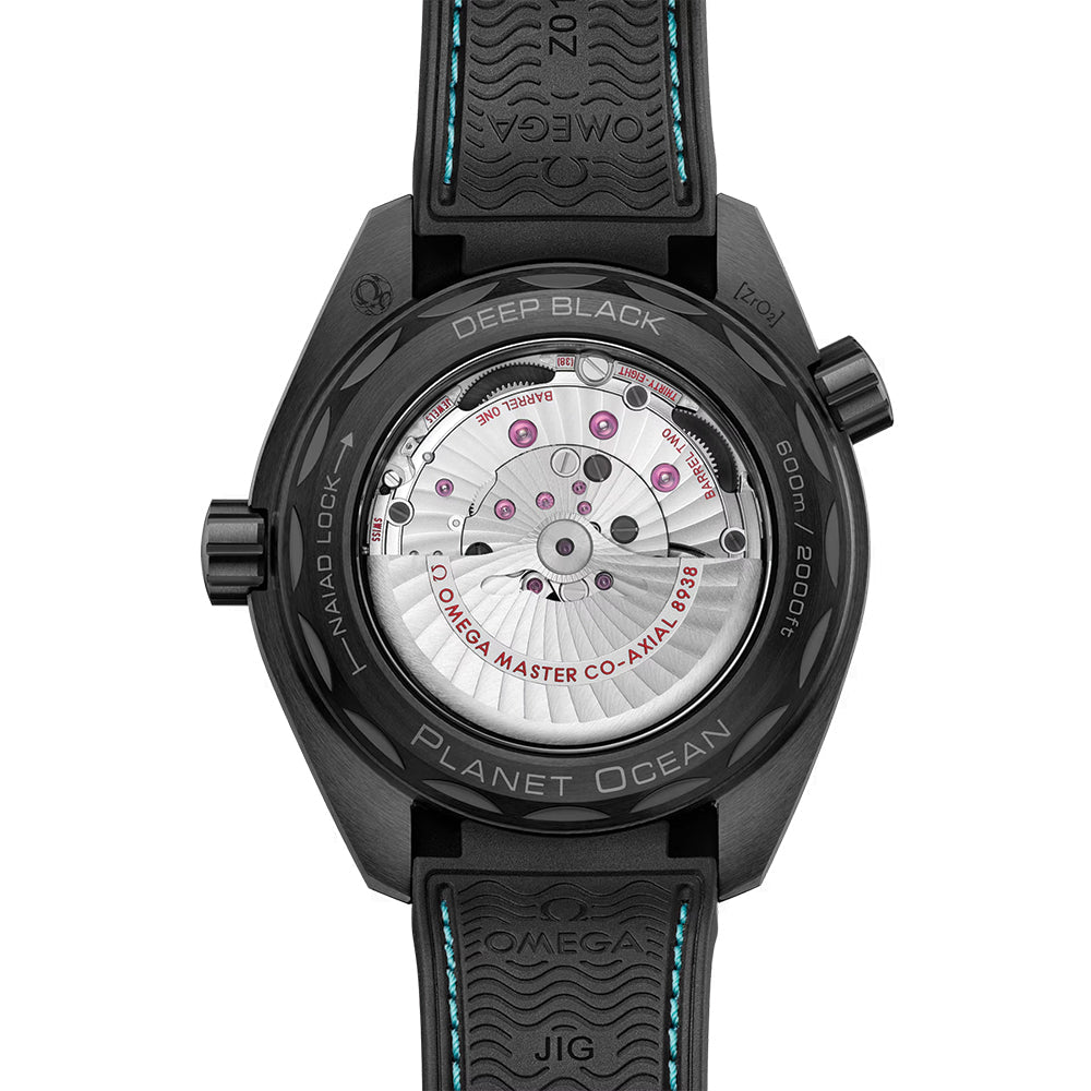 Seamaster Planet Ocean 600M Black Ceramic 45.5mm - Black and Turquoise on Rubber Strap