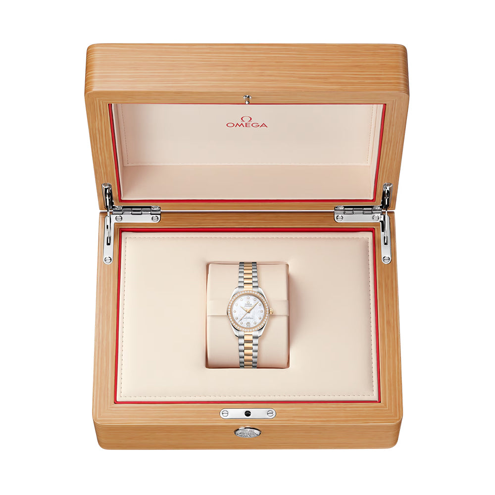 Seamaster Aqua Terra 150M Two-Tone 30mm - White, Mother-of-Pearl w/ Diamonds on Bracelet
