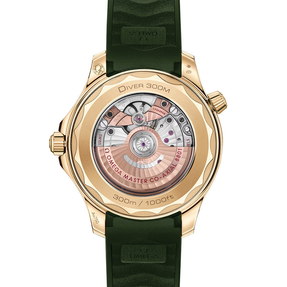 Seamaster Diver 300M Moonshine™ Gold 42mm - Green on Rubber Strap
