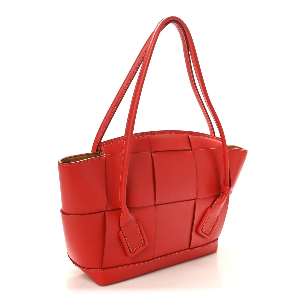 French Calfskin Maxi Intrecciato Medium Arco Red