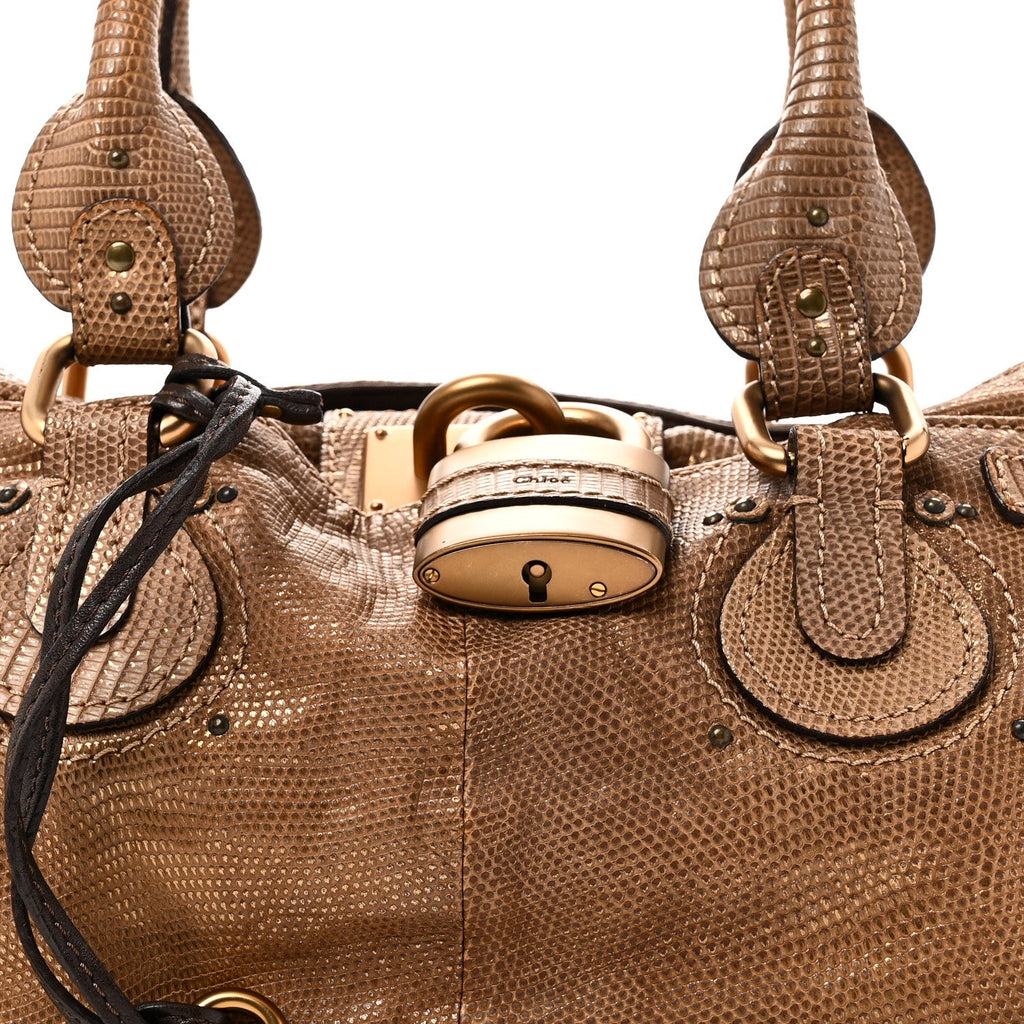 Lizard Medium Paddington Satchel Bronze