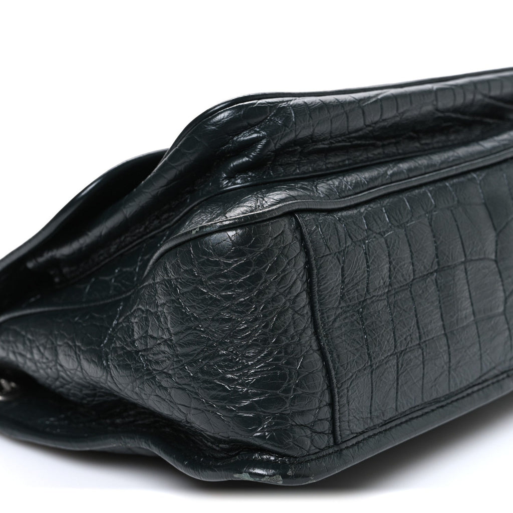 Crocodile Embossed Calfskin Monogram Medium Niki Chain Satchel Algea