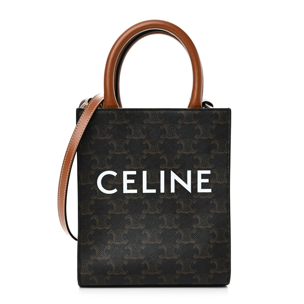 Triomphe Canvas Calfskin Mini Vertical Cabas Tan