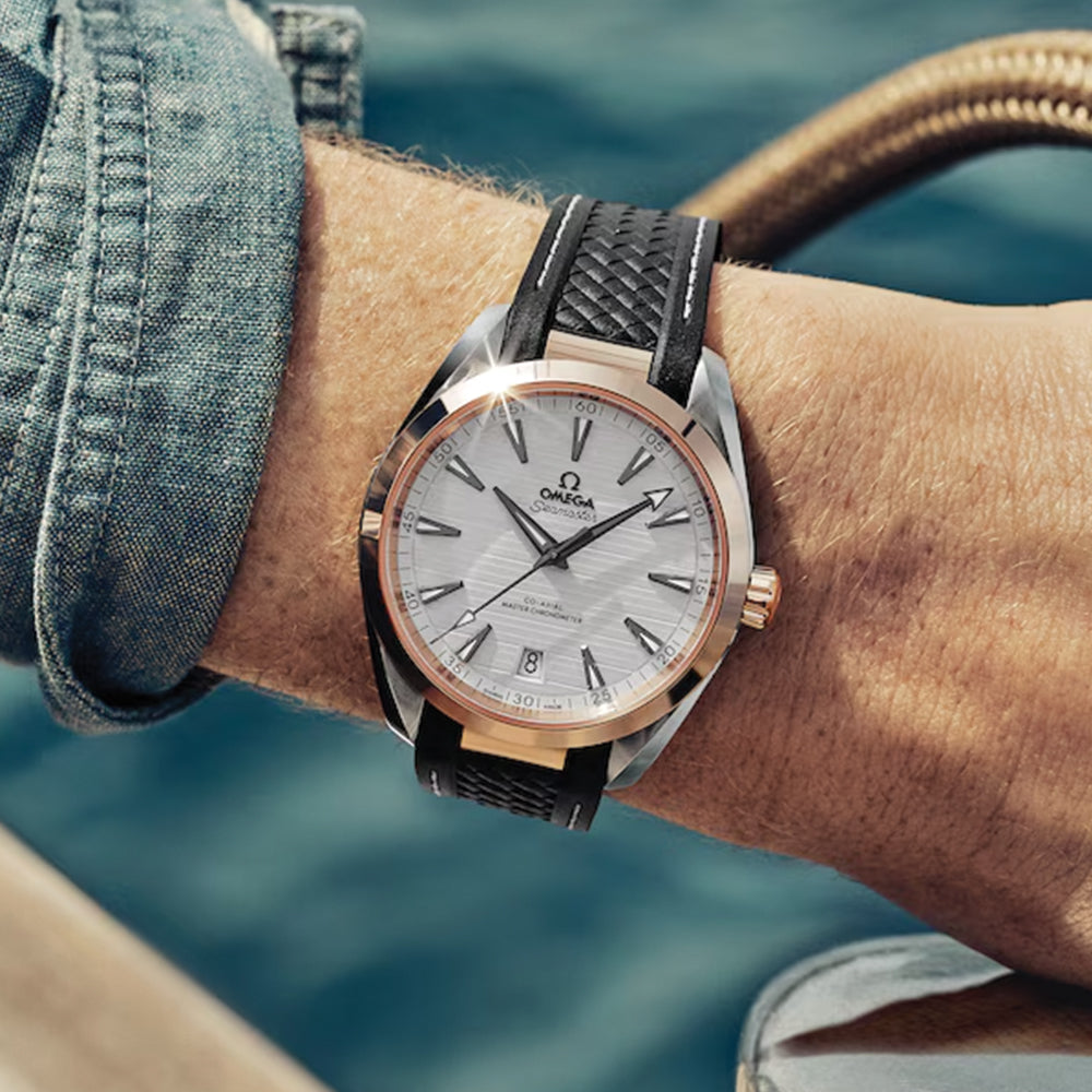 Seamaster Aqua Terra 150M Steel and Sedna™ Gold 41mm - Silver on Rubber Strap