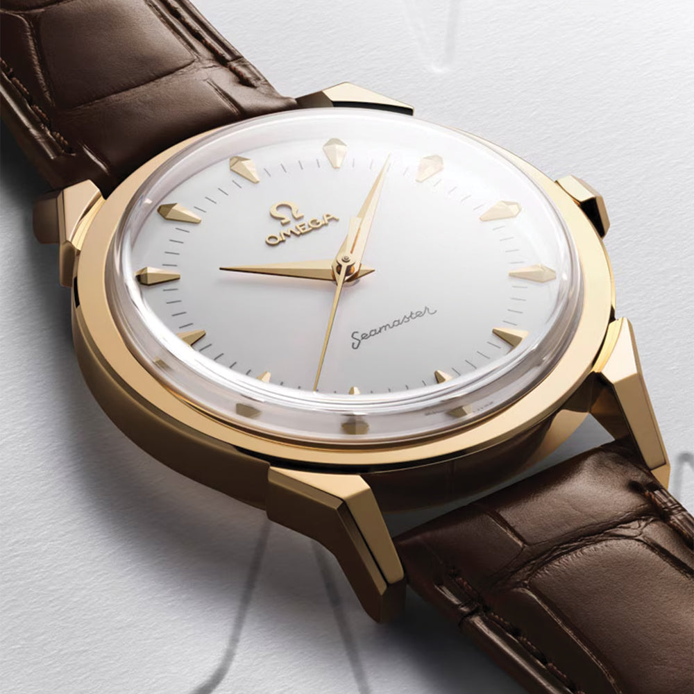 Seamaster Heritage Milano Cortina 2026 Moonshine‚ Gold 37mm - White on Leather Strap