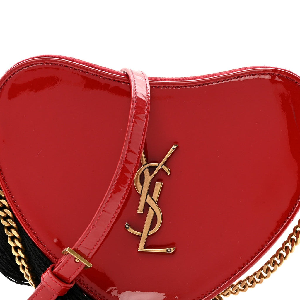Patent Heart Monogram Crossbody Red