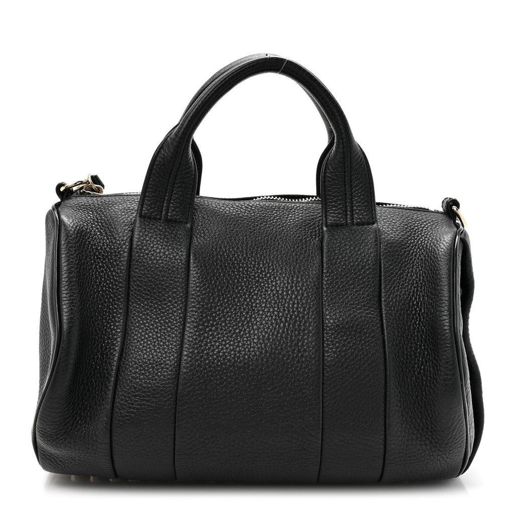 Pebbled Lambskin Rocco Black Pale Gold Hardware
