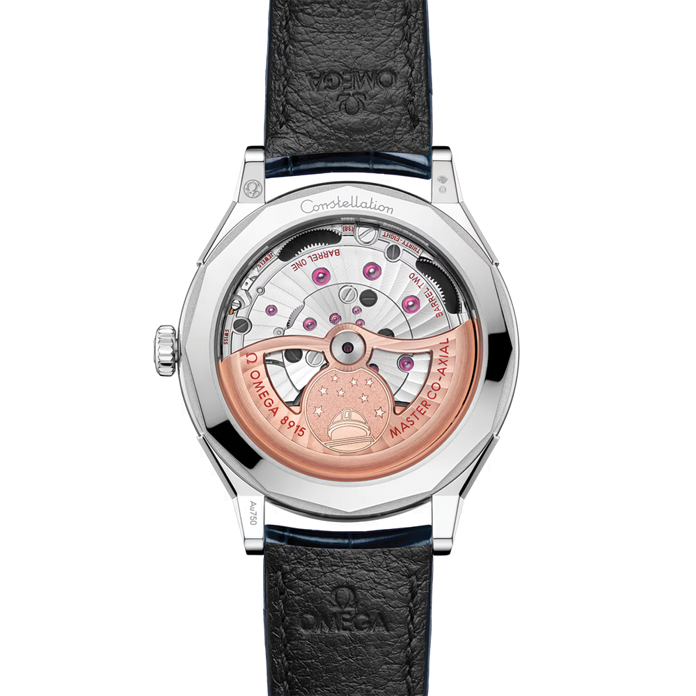 Constellation Observatory Canopus Gold™ 39.4mm - Silver on Leather Strap