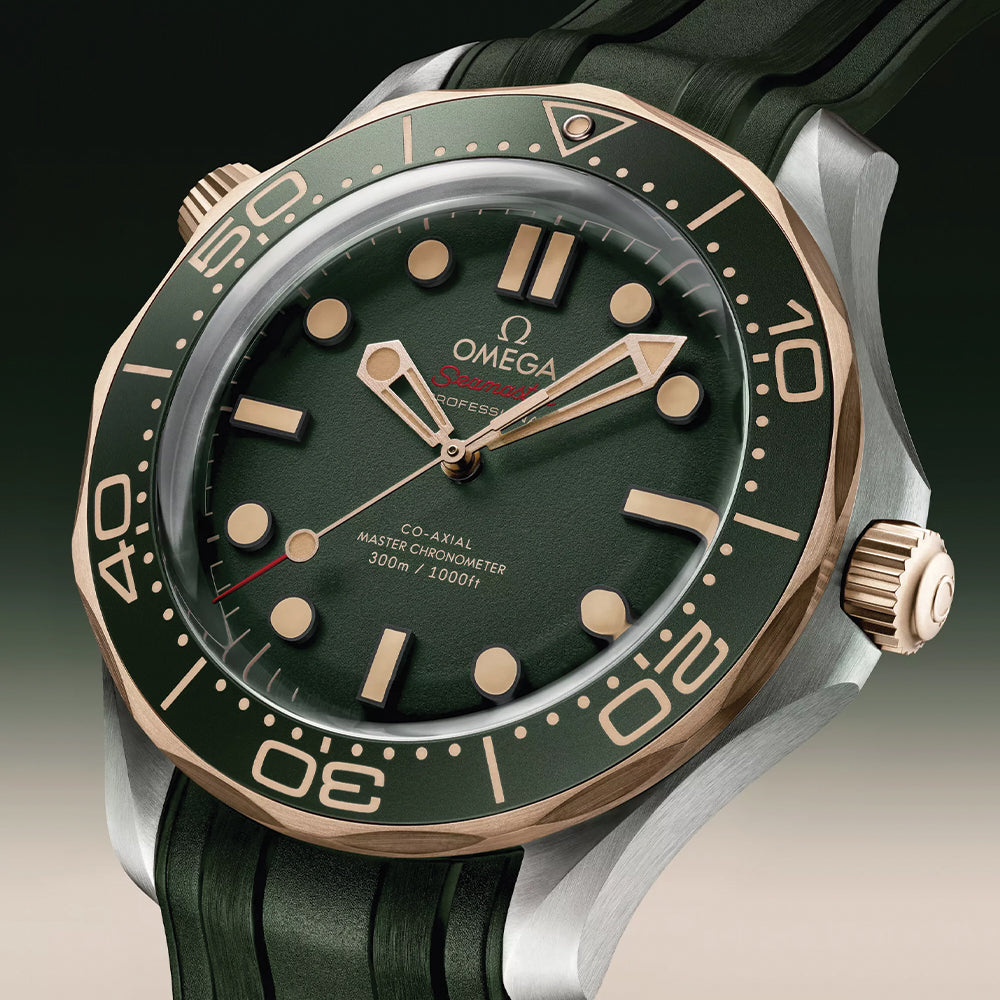 Seamaster Diver 300M Titanium and Bronze Gold 42mm - Green on Rubber Strap