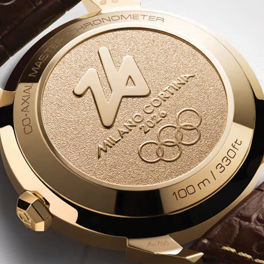 Seamaster Heritage Milano Cortina 2026 Moonshine‚ Gold 37mm - White on Leather Strap