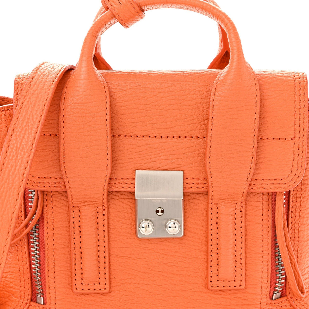 Textured Calfskin Mini Pashli Satchel Orange