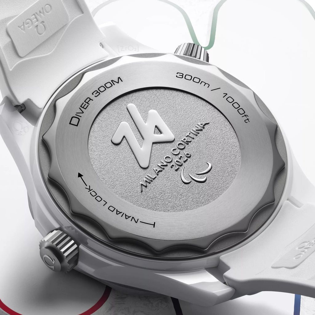 Seamaster Diver 300M Paralympic Milano Cortina 2026 43.5mm - White on Rubber Strap