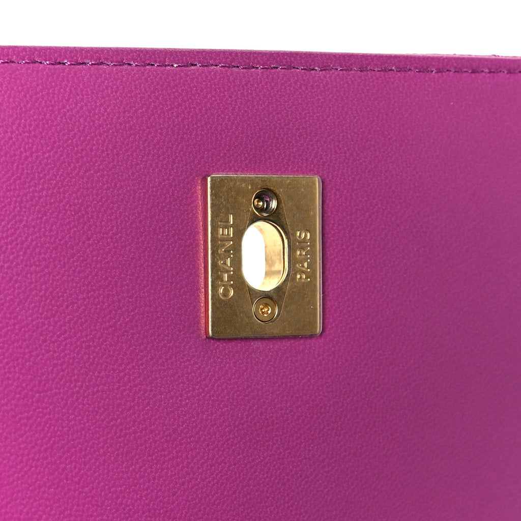 Caviar Quilted Mini Top Handle Flap Dark Pink