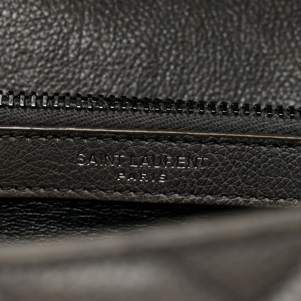 Sheepskin Matelasse Chevron Monogram Medium College Bag Asphalt