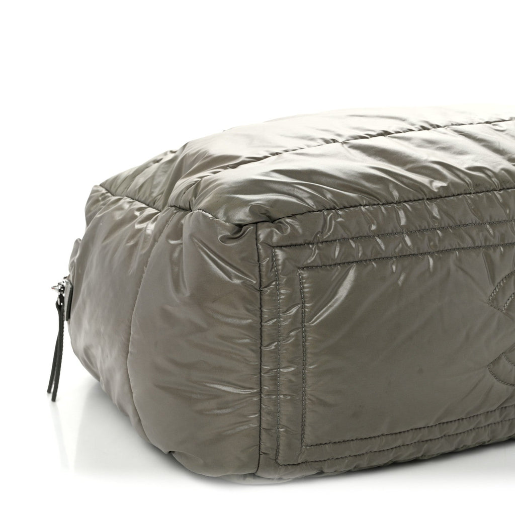 Nylon Quilted Coco Cocoon Reversible Tote Grey