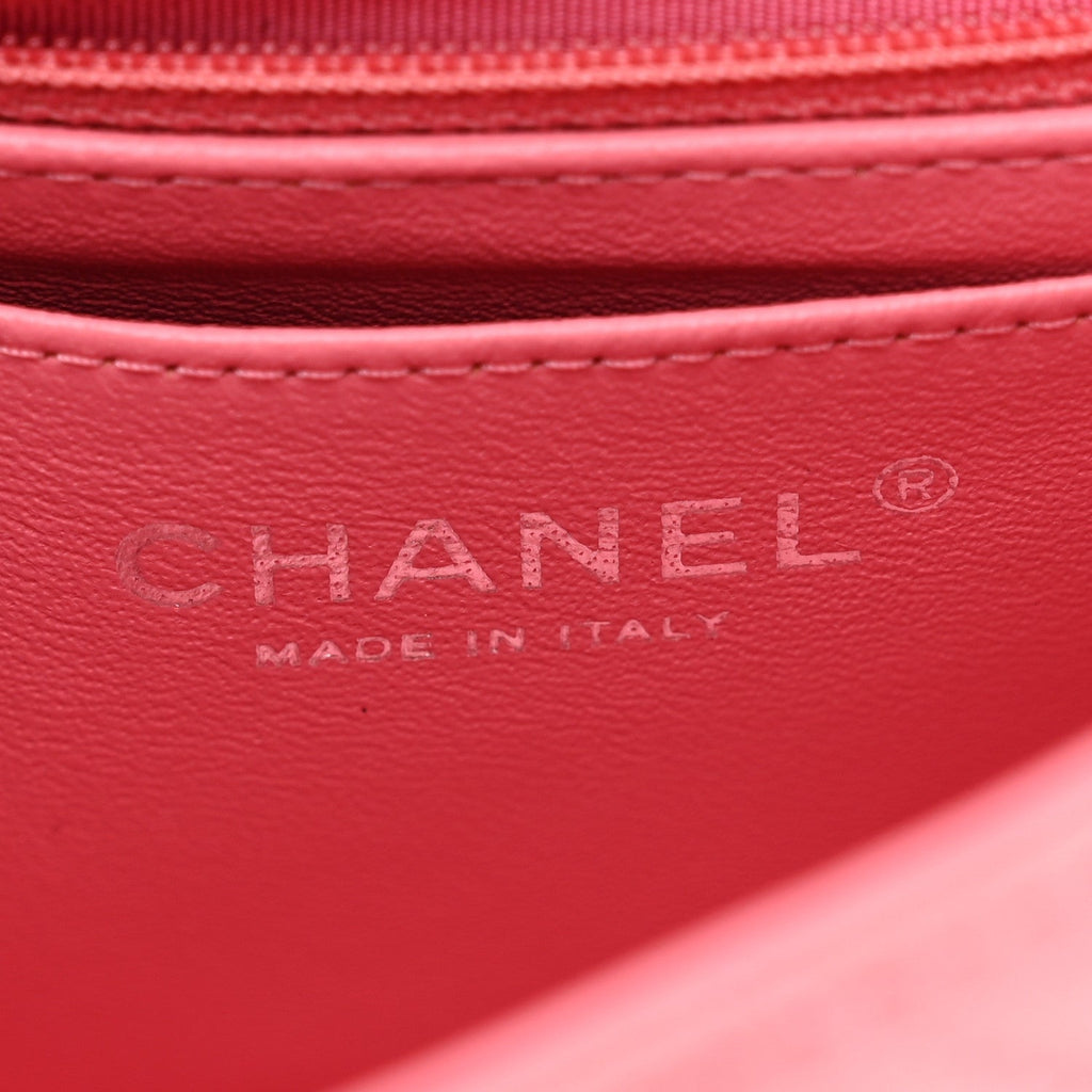 Lambskin Quilted Mini Rectangular Flap Pink