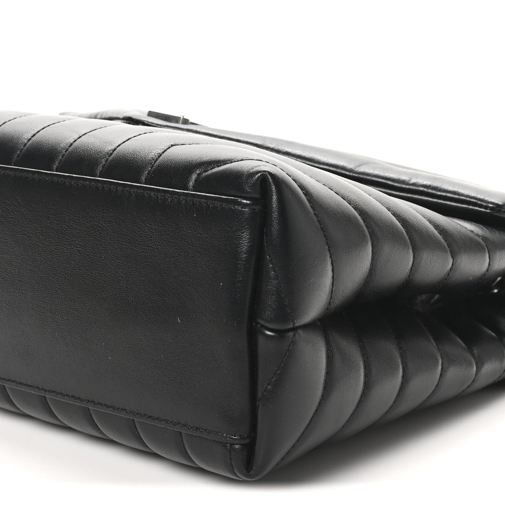Calfskin Y Quilted Monogram Medium Loulou Chain Satchel Black