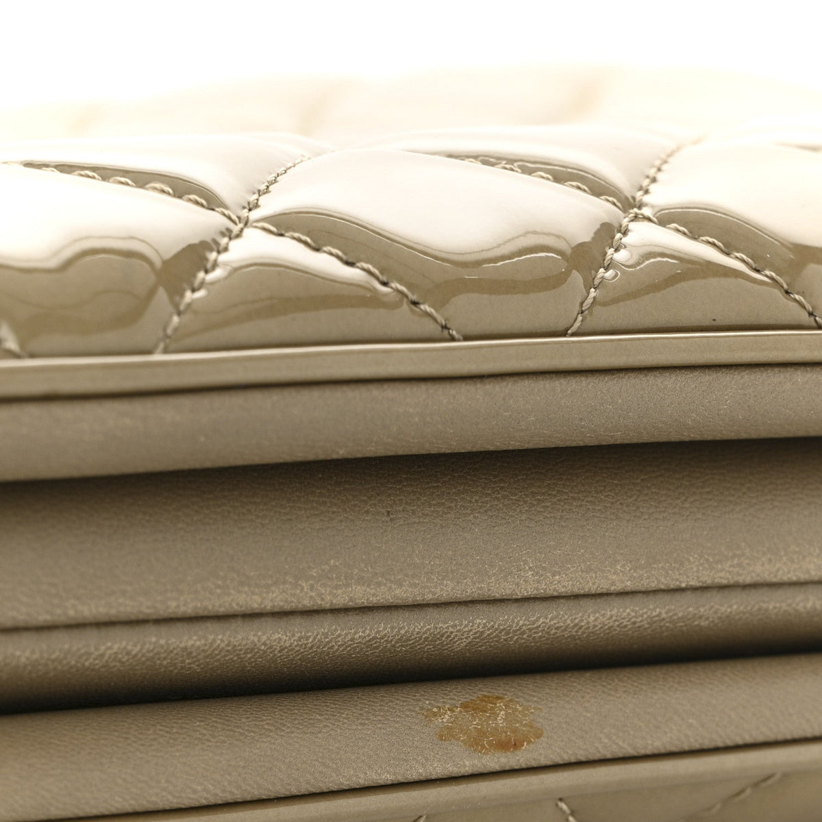 Patent Quilted Accordion Shopping Tote Beige