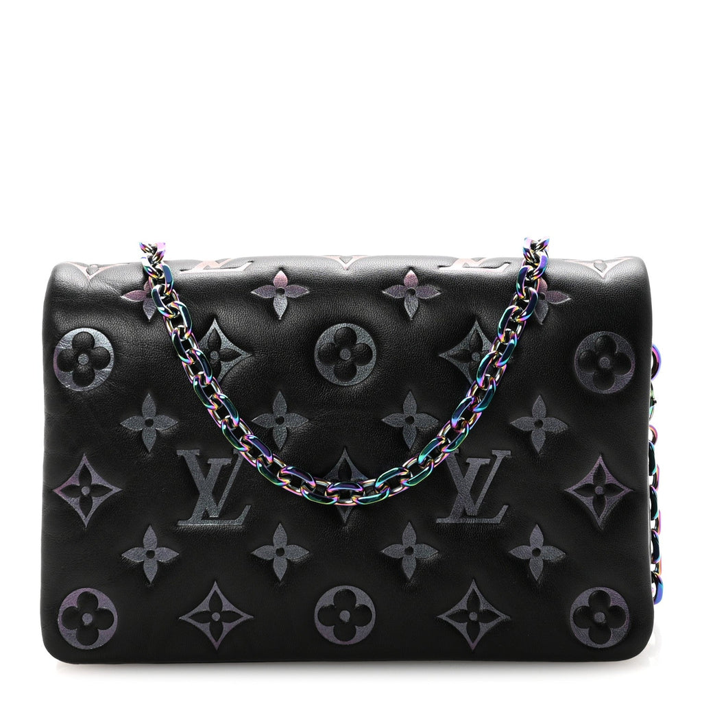 Lambskin Embossed Monogram Scarabeo Pochette Coussin Black