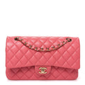 Caviar Quilted Medium Double Flap Pink