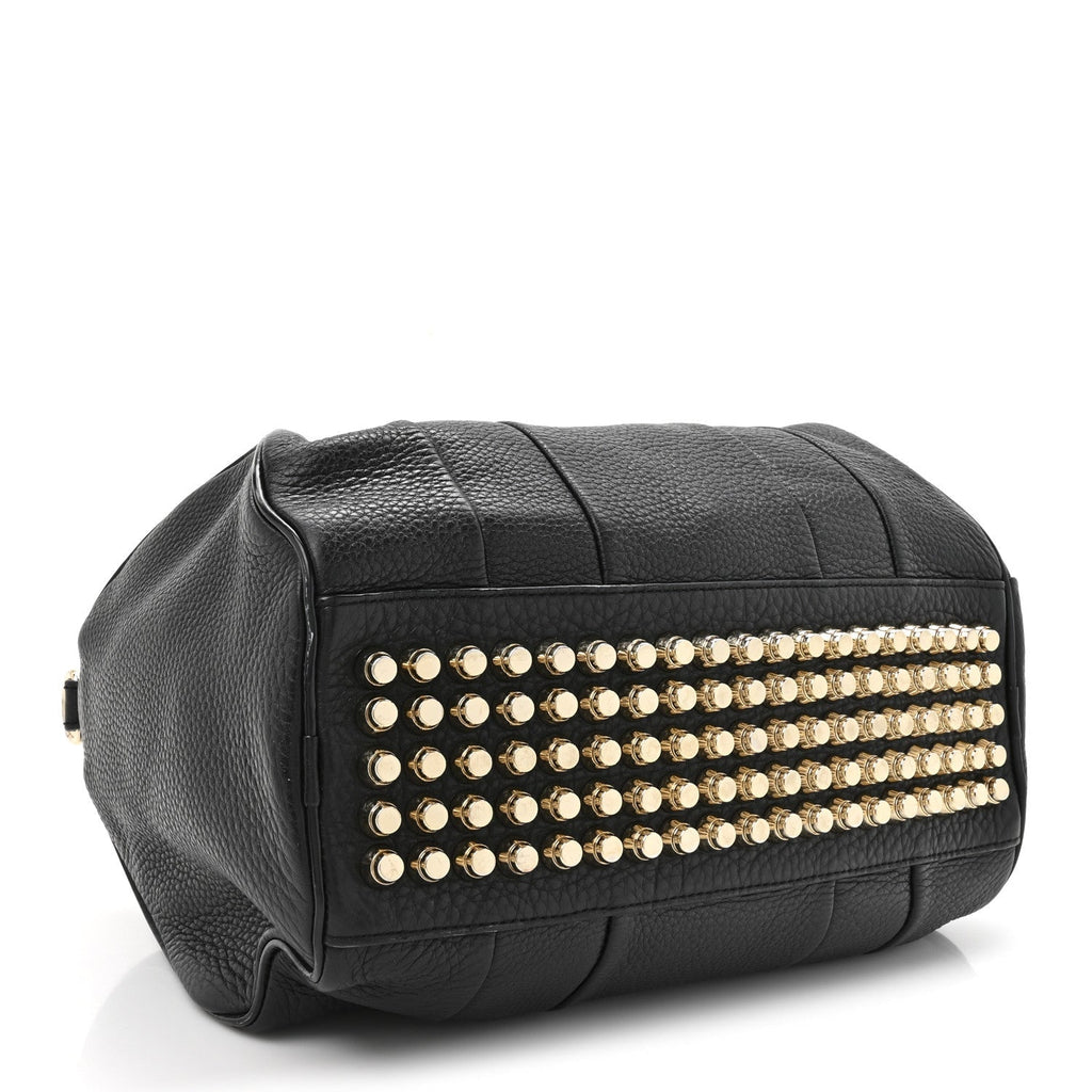 Pebbled Lambskin Rocco Black Pale Gold Hardware