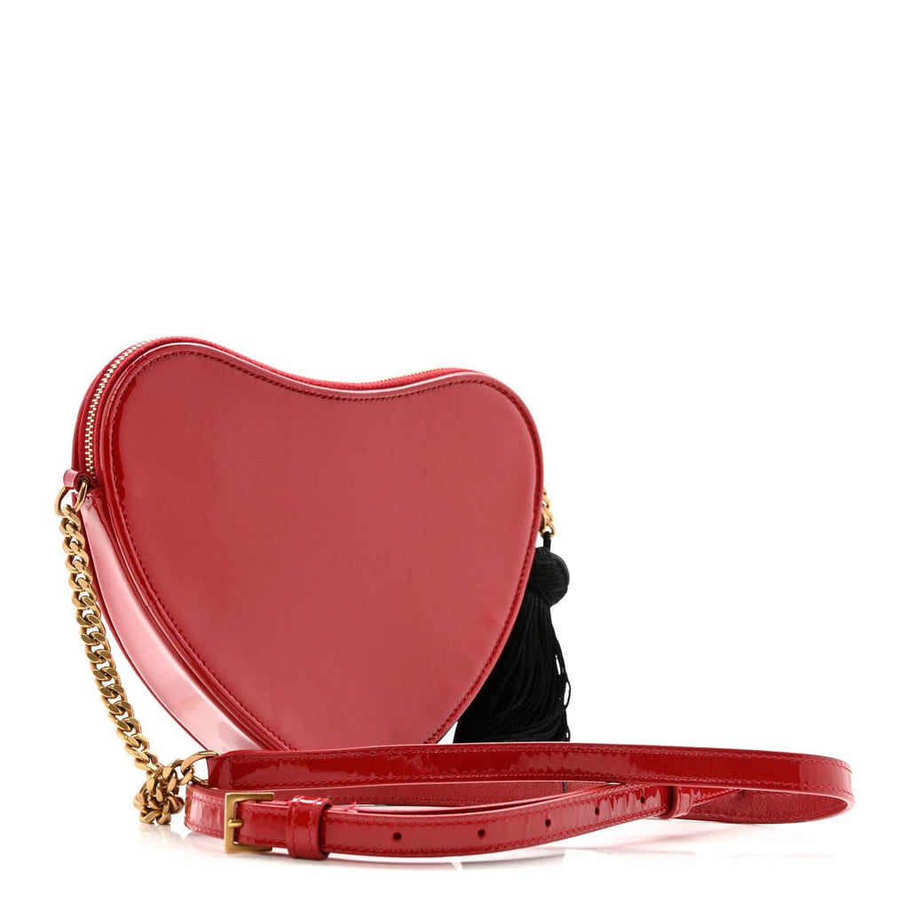 Patent Heart Monogram Crossbody Red