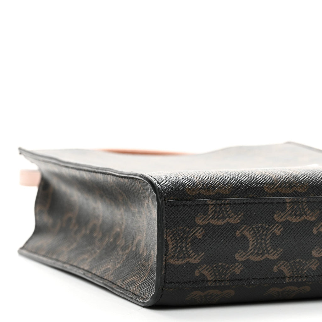Triomphe Canvas Calfskin Mini Vertical Cabas Tan