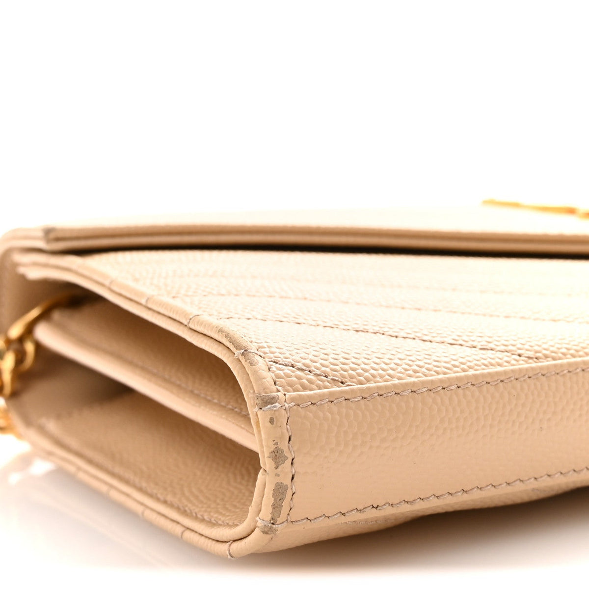 Grain De Poudre Matelasse Chevron Monogram Chain Wallet Nude Powder