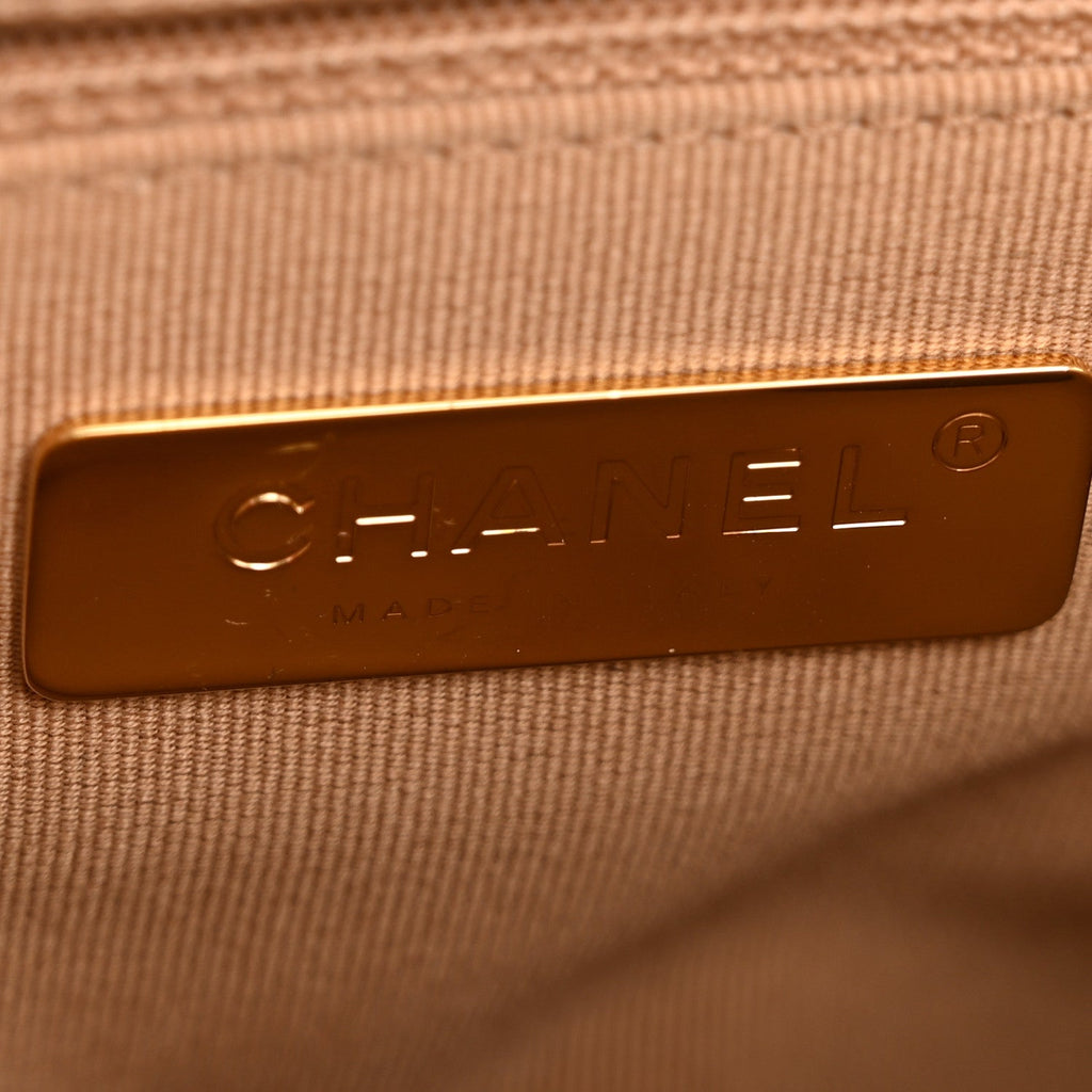 Lambskin Quilted Medium Chanel 19 Flap Beige