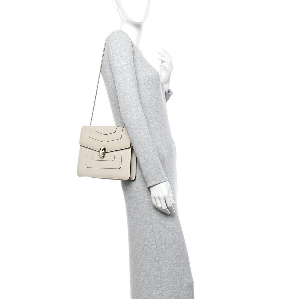 Calfskin Serpenti Forever Crossbody Bag White Agate