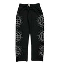 Mixed Emotions Eclipse Rhinestone Sweatpants Black