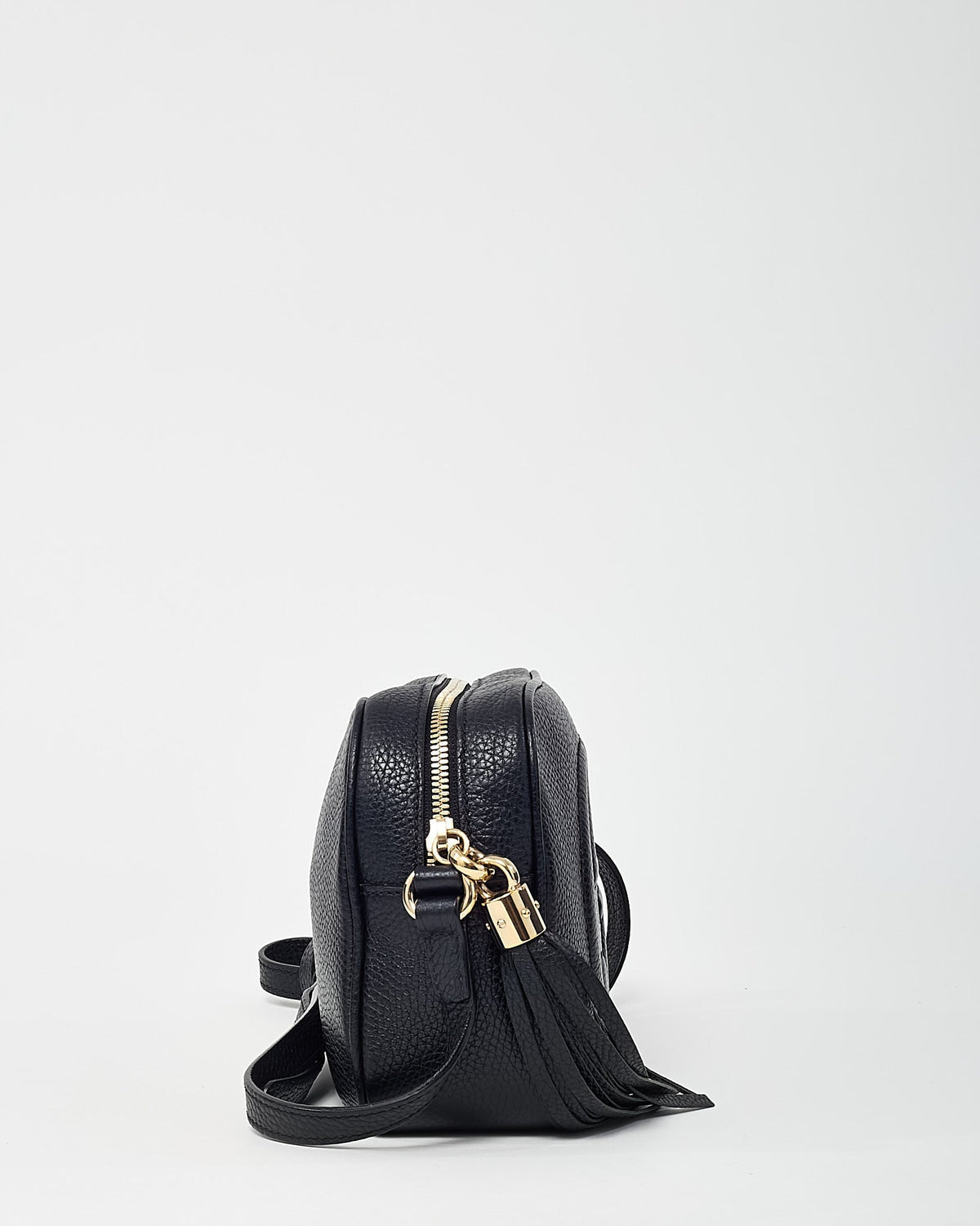 Gucci Black Pebbled Calfskin Leather GG Soho Disco Crossbody Bag