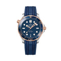 Seamaster Diver 300M Steel and Sedna™ Gold 42mm - Blue on Rubber Strap