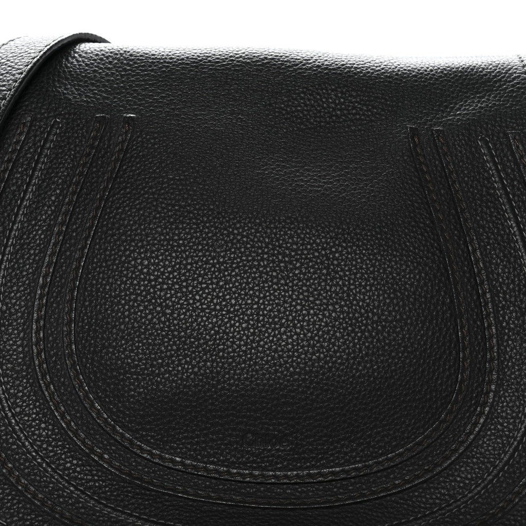 Calfskin Medium Marcie Round Crossbody Bag Black