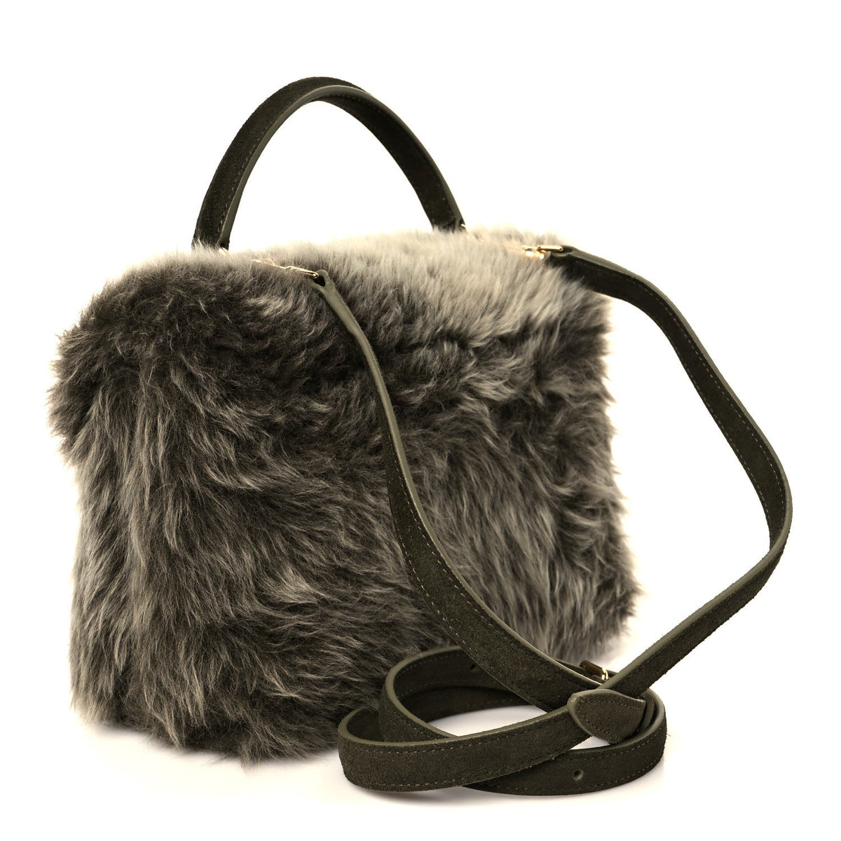 Shearling Suede Calfskin Teen Nino Golden Khaki