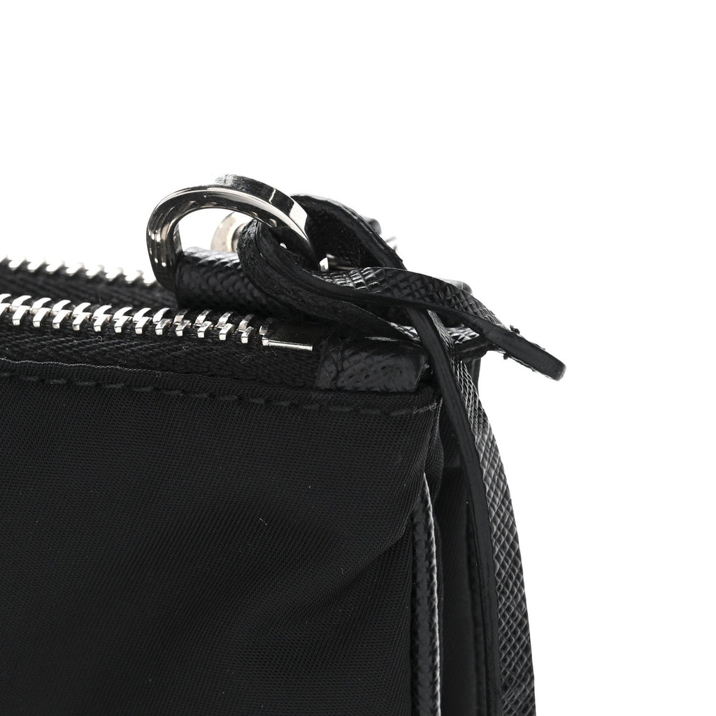 Re-Nylon Saffiano Re-Edition 2000 Double Zip Crossbody Bag Black