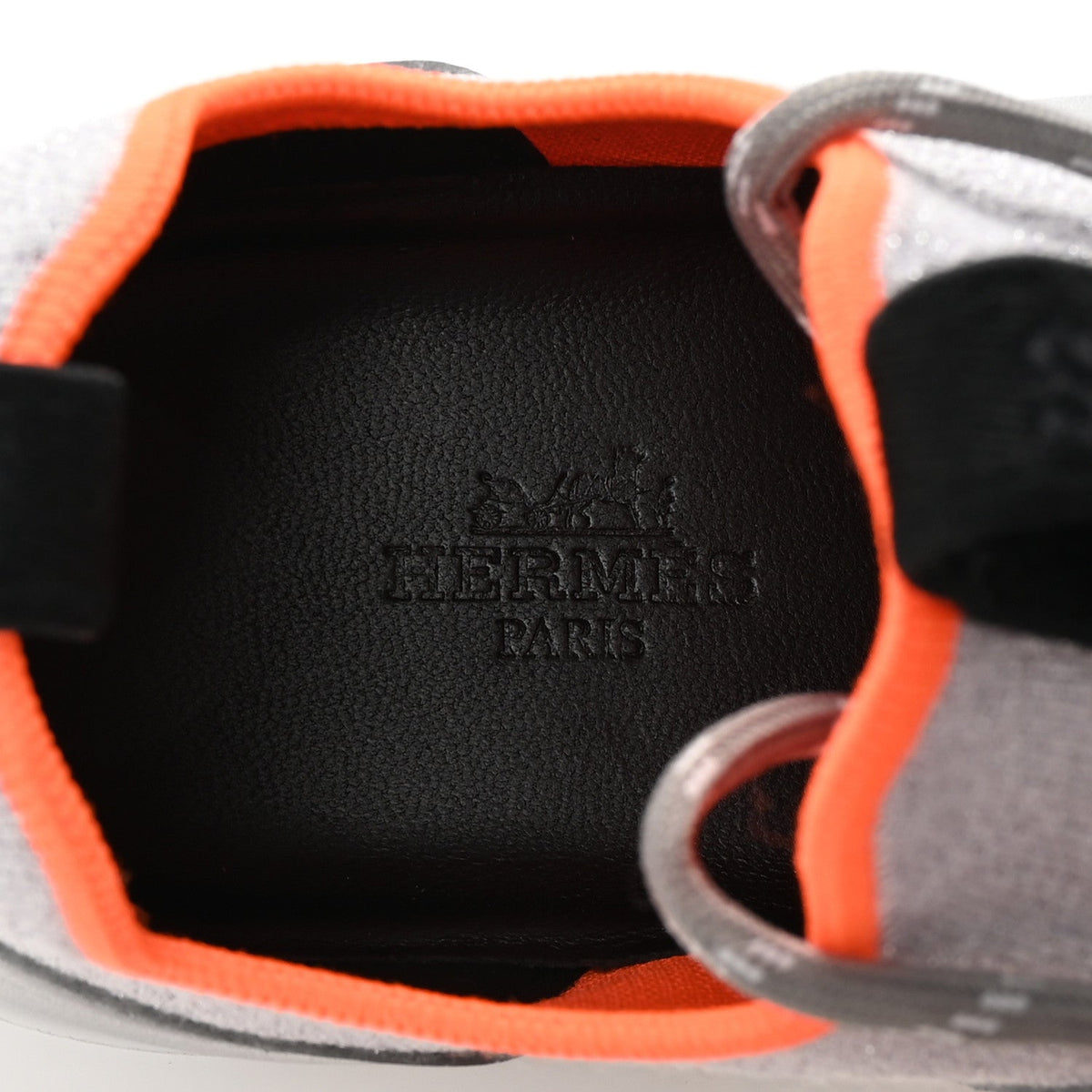Knit Metallic Calfskin Womens Duel Sneakers 37.5 Argent Orange Black