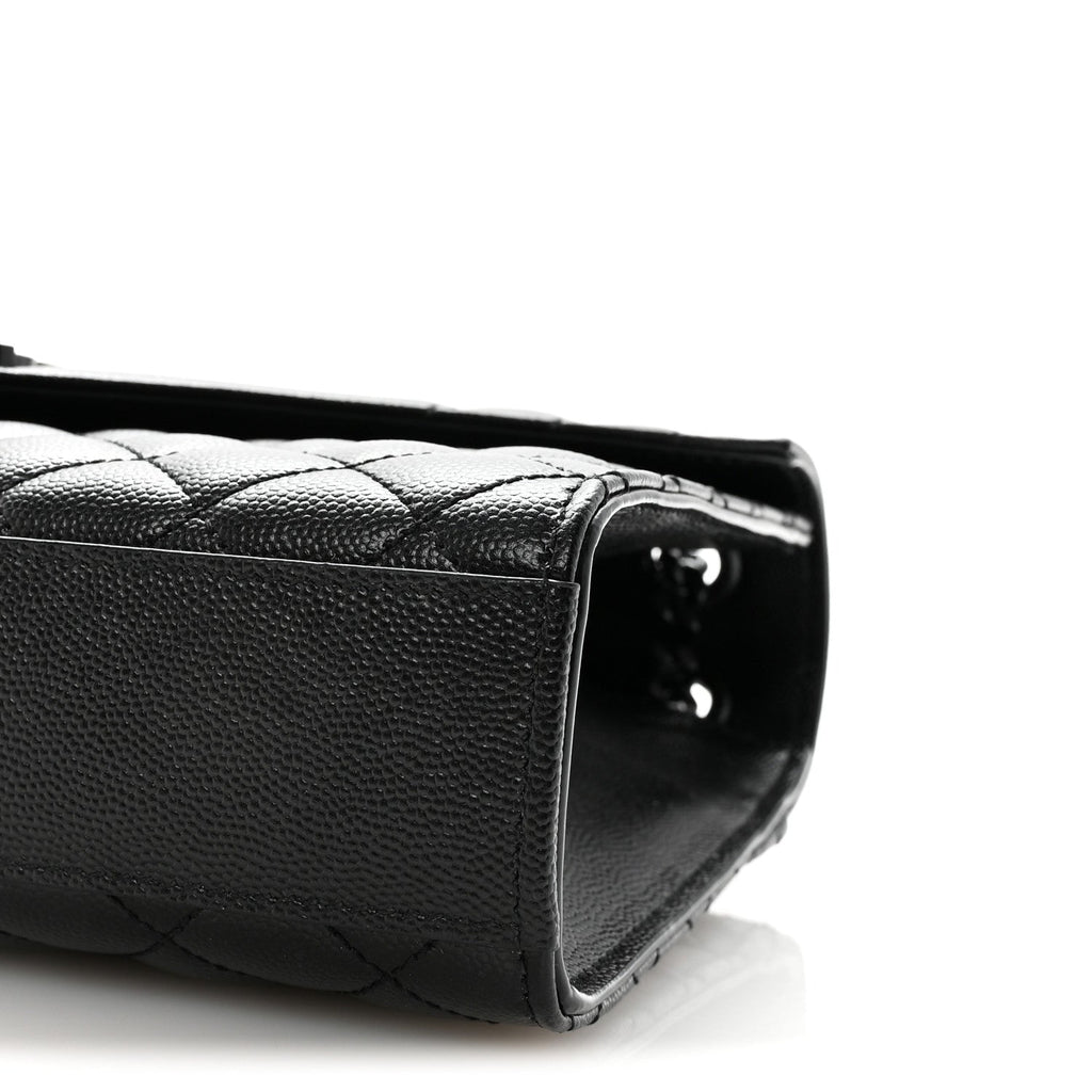 Grain De Poudre Textured Mixed Matelasse Triquilt Medium Monogram Monochrome Satchel Black