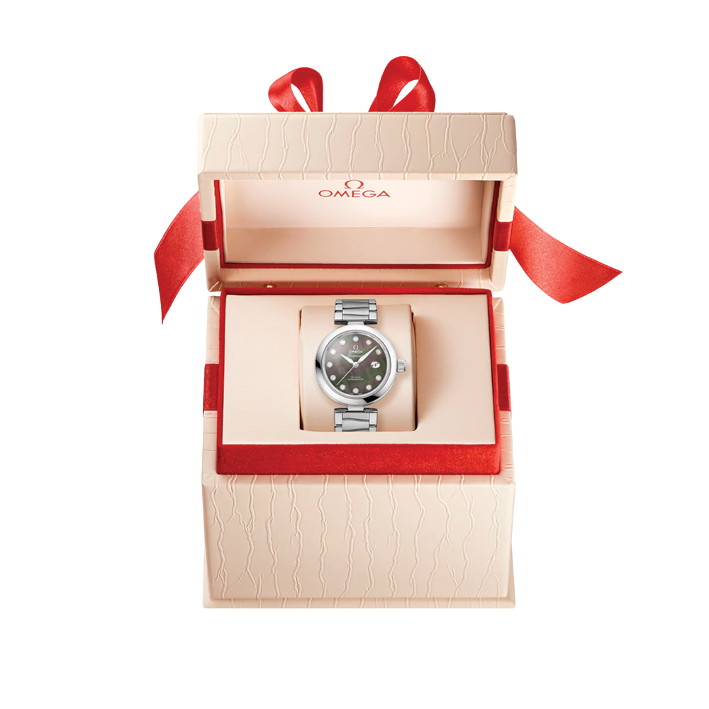 De Ville Ladymatic 34mm - Black Tahiti, Mother-of-Pearl w/ Diamonds on Bracelet