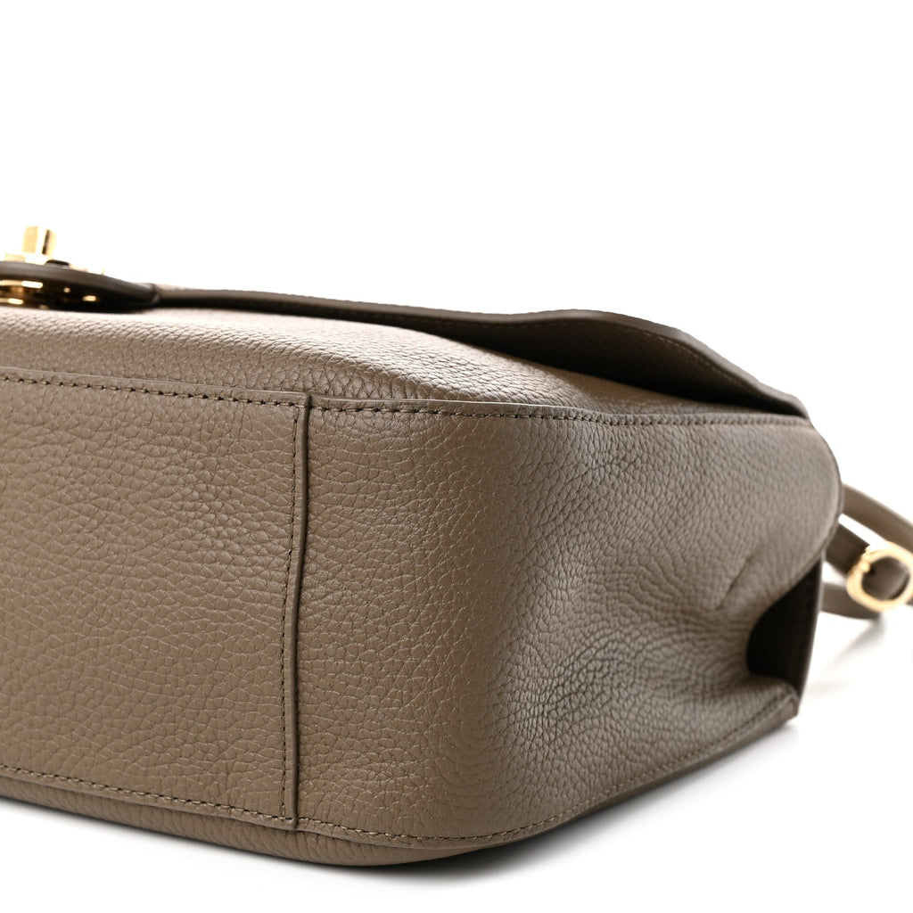 Grained Calfskin Small Souplissimo Maxi Flap Light Brown