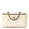 Caviar Quilted Small Vanity Case With Chain White